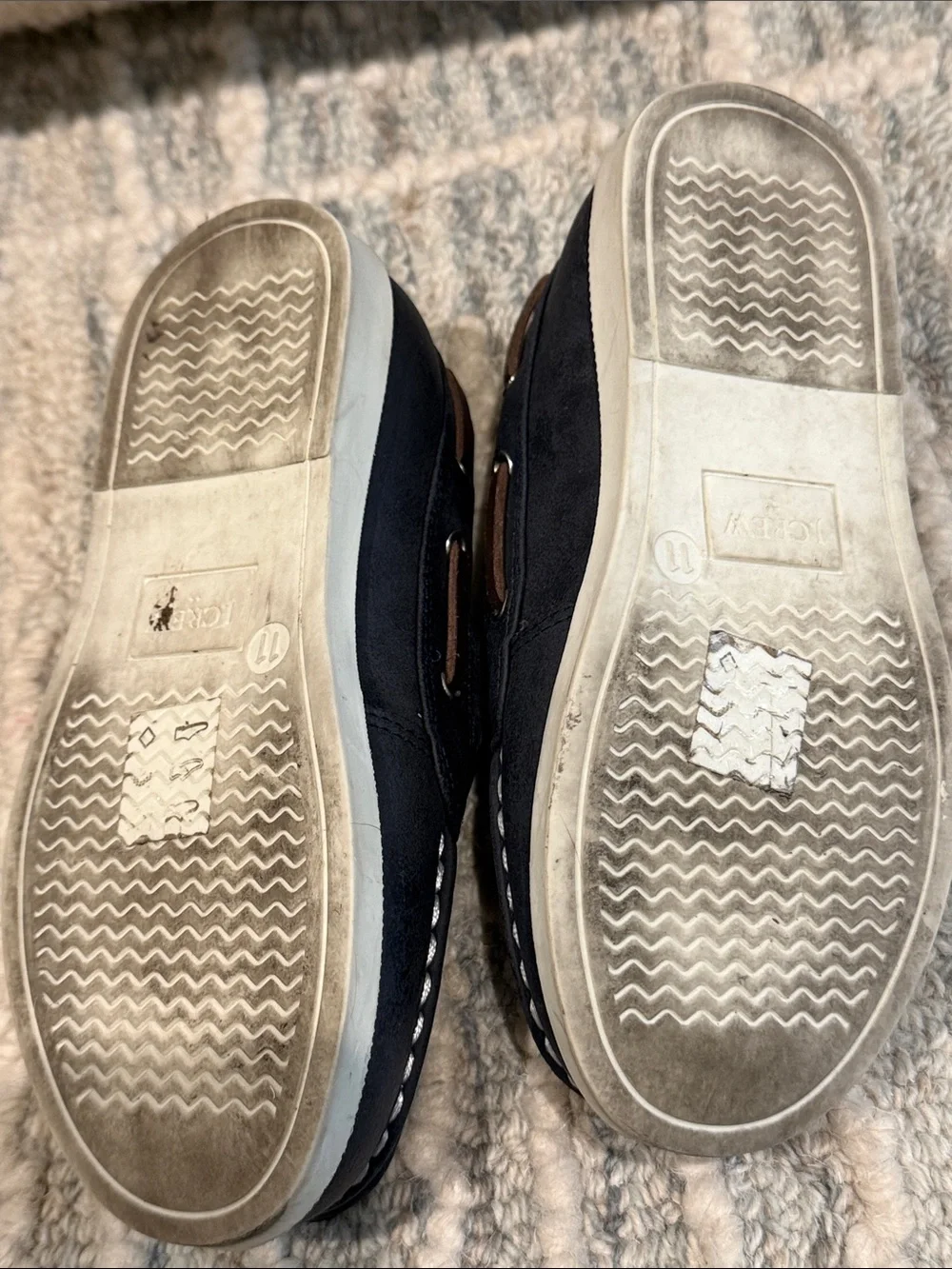 J. Crew Navy and Brown Kids Slip-On Boat Shoes